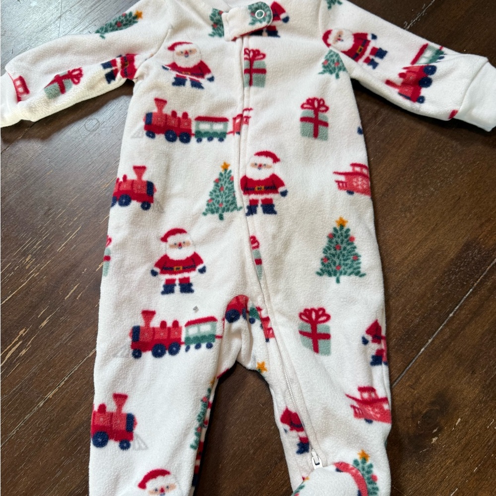 Carter's White and Red Santa Train Footie